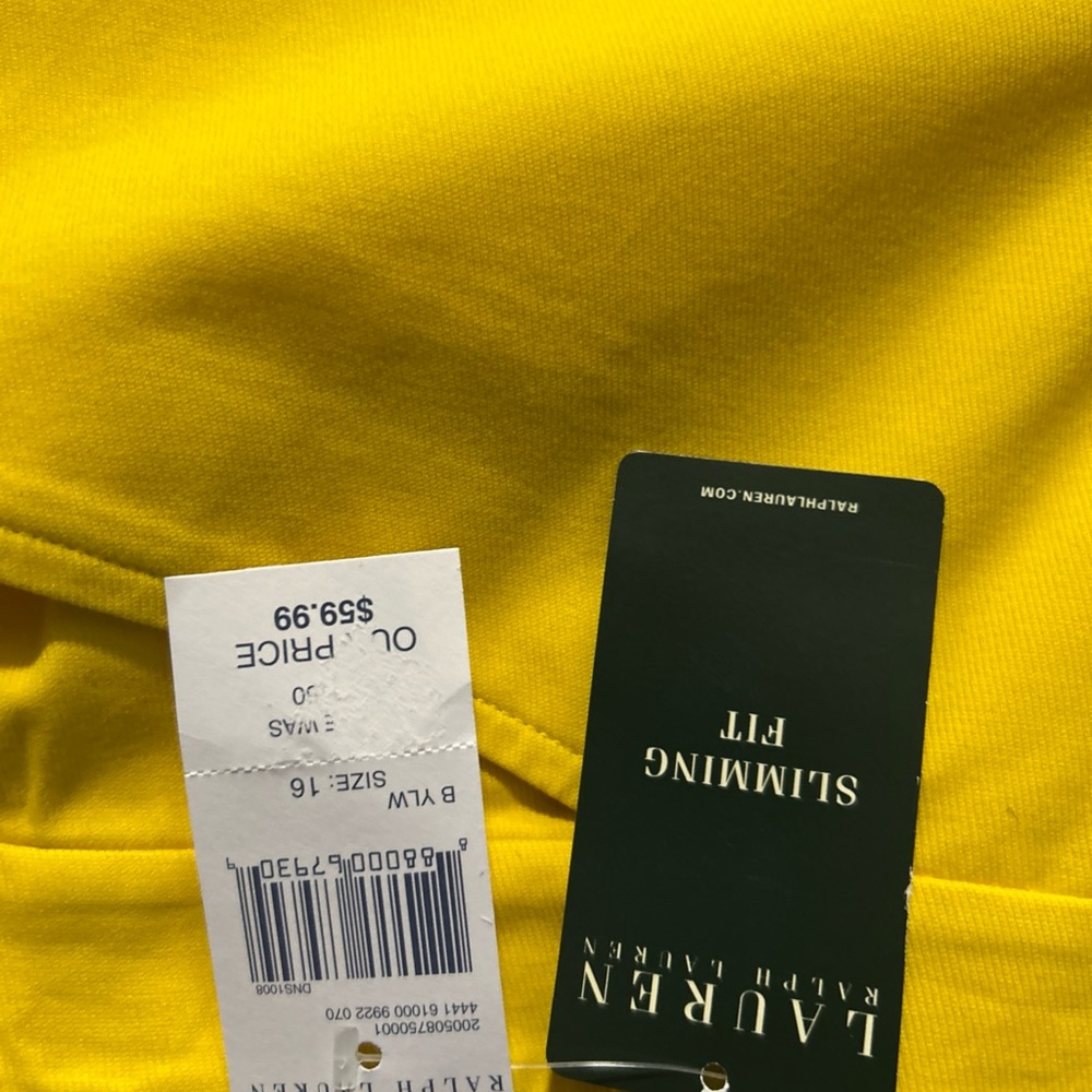 Ralph Lauren Yellow Tailored Polo Top Sz16